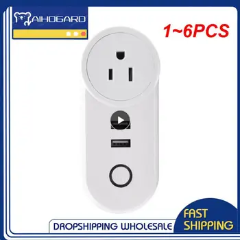 1 ~ 6 шт. Woolley Wifi Smart Plug с USB-зарядкой ЕС Великобритания Беспроводная розетка США Двойной USB-разъем Таймер Пульт дистанционного управления для умного дома