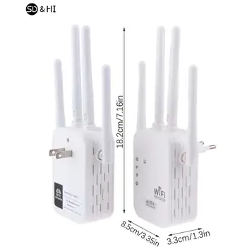 1 шт. 300 Мбит/с 2,4 / 5 ГГц Беспроводной WiFi Ретранслятор Усилитель сигнала WiFi Усилитель Wi-Fi Удлинитель дальнего действия с 4 внешними антеннами