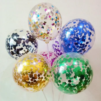  12 шт. Золотые конфетти Латексные воздушные шары Блестящие прозрачные прозрачные гелиевые шары для Дня рождения Детский душ Свадебные украшения для вечеринки