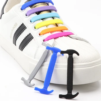 12 шт. Силиконовые шнурки для обуви без галстука Шнурки для обуви Эластичные шнурки Кроссовки Детские взрослые резиновые шнурки Один размер подходит для любой обуви