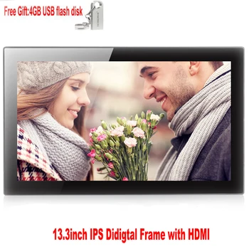 13,3-дюймовая цифровая фоторамка с HDMI Электронный альбом IPS Экран Поддержка функции фото / видео / музыки / часов / календаря