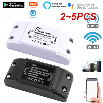 2 ~ 5 шт. Tuya Wifi Smart Switch RF 433 МГц Беспроводной пульт дистанционного управления Реле Таймер Голосовое управление Умный дом с Alexa