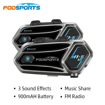 2 шт. Fodsports M1-S AIR Мотоцикл Bluetooth-домофон, шлем гарнитура, мото интеркомуникадор, FM-радио, 3 звуковых эффекта, поделиться музыкой.