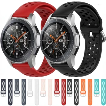 20 мм 22 мм Силиконовый Ремешок Для Samsung Galaxy Watch 3 45 мм / 4 / Classic / 5 / Pro / Active 2 Спортивный браслет для Huawei 3 / GT 2 / Amazfit GTR