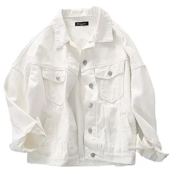 2023 Весна Осень Новая корейская версия Свободная белая джинсовая куртка Женская Всематчевая Тонкая Супер Горячая Топ Тенденция M920