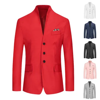 2023 Новый высококачественный мужской блейзер Классический Новый Slim Fit Однотонный костюм Куртка Мода Деловой повседневный костюм Блейзер Пальто больших размеров