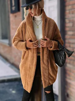 2023 Осеннее пальто из искусственного меха Женщины Теплая плюшевая куртка Женские зимние пушистые кардиганы Плюшевые куртки для женщин