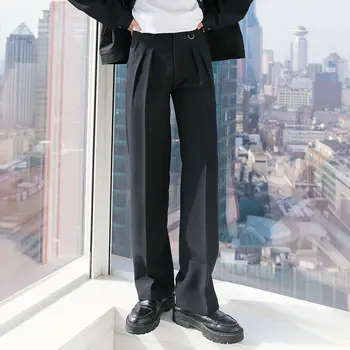 2023 Сплошной цвет Высококачественные деловые брюки с высокой талией Мужские формальные повседневные драпированные брюки Мужской социальный офисный костюм Брюки A50