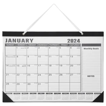 2024 Английский настенный календарь Прочный офисный висячий Примечание Ежемесячные бытовые принадлежности