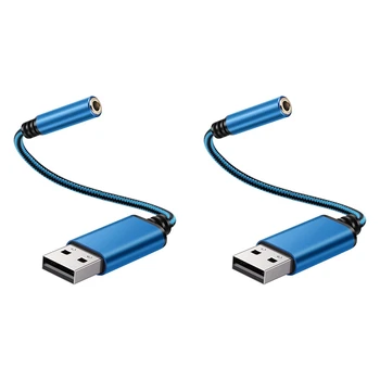 2X USB на 3,5 мм Разъем для наушников Аудиоадаптер, Внешняя стереофоническая звуковая карта для ПК, ноутбука, для PS4, для Mac и т. Д. (0,6 фута)