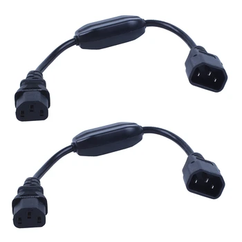 2X специальный кабель питания ИБП PDU, IEC 320 C14 - C13 с переключателем включения/выключения 30 см черный