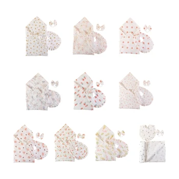 3 шт./комплект Хлопковые детские одеяла Комплект Цветочный чехол для новорожденных с набором нагрудников-бандан