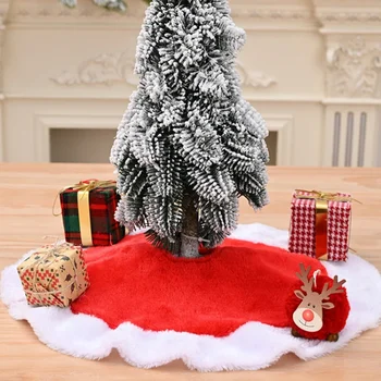 38 см Рождественская елка Юбка Рождественский подарок Красный Белый Короткая плюшевая юбка для праздничной вечеринки Церемония Рождественская елка Украшения