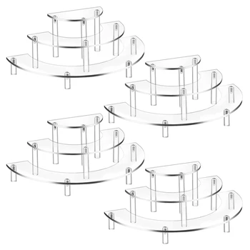 4 Pack 3 Tier Clear Cupcake Stand Holder Half Moon Cupcake Stand Dessert Stand For Display