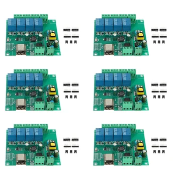 6X ESP8266 Беспроводной 4-канальный релейный модуль WIFI ESP-12F Wifi Плата разработки для источника питания Arduino AC / DC 5 В / 8-80 В