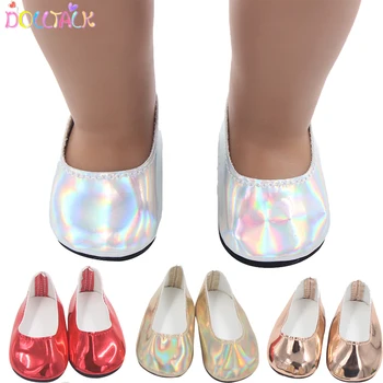 7 см PU Simple Convenient Kick Reborn Doll Shoes Глянцевая блестящая обувь для 43 см New Baby 18 INch American Dolls Fitting