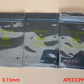 9 * 13 см 9x13 см 10 * 15 мм 10x15 см APET CPP Self Seal ZipLock Zip Lock Полупрозрачный ВНИМАНИЕ Печать ESD Антистатическая сумка для хранения