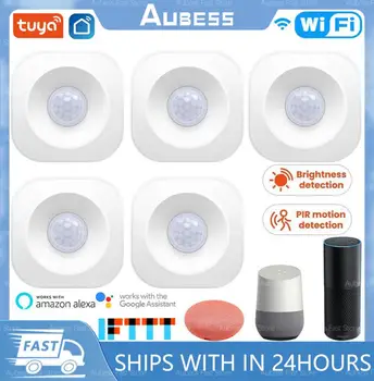 AUBESS Tuya WiFi Датчик движения ИК-датчик Датчик Сигнализация Приложение Smart Life Беспроводная домашняя система безопасности Обнаружение движения человеческого тела