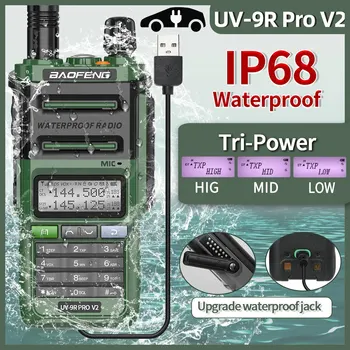 Baofeng UV 9R Pro V2 IP68 Водонепроницаемая рация Tri-Power Type-C Зарядное устройство Двухдиапазонный радиолюбитель CB Радио Двустороннее радио UV 9R Plus