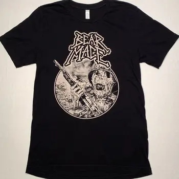 Bear Mace Band Рубашка Мужская Средняя Черная Группа Зомби Солдат Скелет Death Metal Длинные рукава
