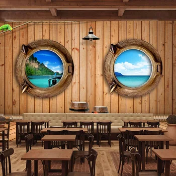 beibehang Custom Большой 3D ностальгическая доска полосатый пейзаж фреска тематическая ресторан Кафе Лаунж обои фоновые обои