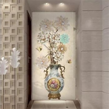 beibehang Пользовательские обои модные 3D фотообои стерео цветок богатая ваза вход обои обои papel de parede