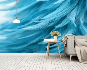 beibehang пользовательские фотообои абстрактные чисто синие перья декоративный фон стена 3d обои папье-пире peint фреска 3d