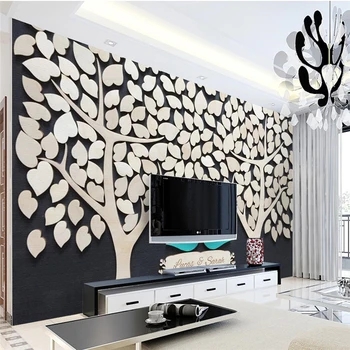 beibehang Пользовательские фотообои панно наклейки большое дерево птица 3D стерео ТВ фон стена papel de parede обои для стен 3 d