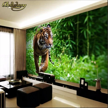 beibehang Пользовательские фотообои домашний декор Тигр джунгли король звери фон большие фрески 3d обои для стен для гостиной