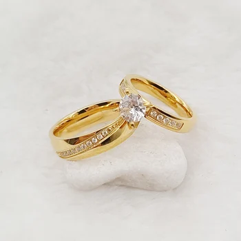 Calssic 2 шт. Обручальные кольца Свадебные наборы для девочек женские 24-каратные позолоченные ювелирные изделия anel de casamento