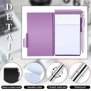Creative Metal Memo Pads Раскладушка Блокнот с карманом для ручки Memorandum To Do List Мини-блокнот Офисные принадлежности