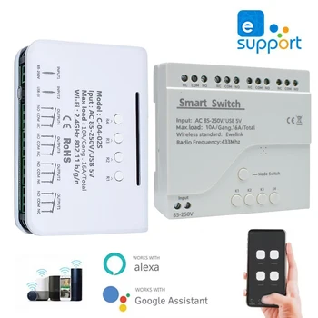 eWelink Wifi Smart Switch 1/2/4CH 7-32V 85-250V Модуль домашней автоматизации Пульт дистанционного управления Толчковый / самоблокирующийся для Alexa Google Home