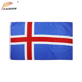 Flagnshow Флаг Исландии Цельный 3X5 футов Висячий национальный баннер из полиэстера с латунными втулками