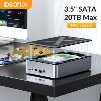 iDsonix 3,5-дюймовый корпус для жесткого диска SATA NAS Сетевой жесткий диск Корпус для хранения данных Удаленный доступ Автоматическое резервное копирование Частное облачное серверное хранилище