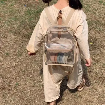 ins Корейская детская сумка для закусок Детская сумка для путешествий из ПВХ желе прозрачный рюкзак летний пляж сумка