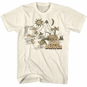 John Denver Country Cabin Плавание Озеро Солнце Мужская футболка Народная музыка