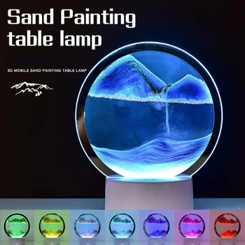 LED RGB Песочные часы 16 цветов 3D Sandscape Lamp Движущийся песок Арт Рамка Ночник с глубоководным дисплеем Новогодний подарок