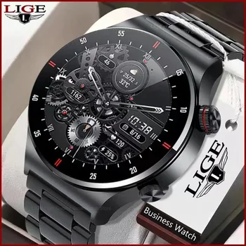 LIGE ECG + PPG Bluetooth Call Smart Watch Мужские 2024 Спортивный браслет NFC Водонепроницаемый пользовательский циферблат Мужские смарт-часы для IOS Android