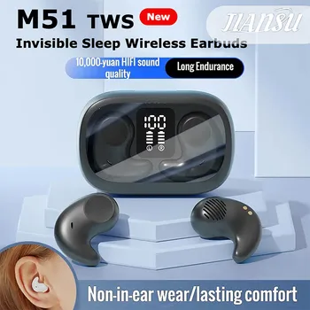 NEW M51 Спальный цифровой дисплей Беспроводные Bluetooth-наушники Наушники для сна Мини-невидимые спортивные наушники Мини-наушники-вкладыши