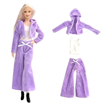 NK 1 Комплект Принцесса Благородный Фиолетовый Костюм Белая Майка Низ Одежда Повседневные Расклешенные Брюки Для Барби Кукла Аксессуары Подарок Игрушка