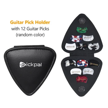 PICKPAL Чехол-держатель медиаторов для акустической электрогитары включает в себя 12 шт. Гитарные медиаторы Кожаная сумка для гитарных медиаторов