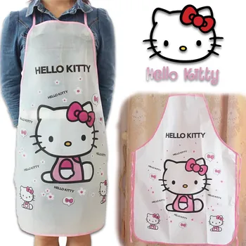 Sanrio Hello Kitty Кухонные фартуки для взрослых ПВХ Kawaii Аниме Фартуки Водонепроницаемый Маслостойкий Кулинарный Фартук Женские Фартуки