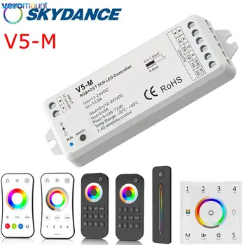 Skydance RGBCCT Мини-светодиодный контроллер 12 В 24 В 5 каналов PWM RF Беспроводной пульт дистанционного управления Smart Wifi RGB WW Контроллер для RGBWW RGBCCT Strip V5-M