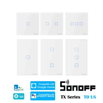 SONOFF TX Series Умный настенный выключатель WiFi T0 ЕС Великобритания США EWelink Пульт дистанционного управления Работа с Google Alexa Alice Smartthings