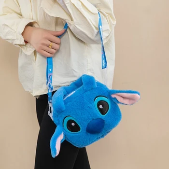 Stitch Плюшевая сумка через плечо Disney Cartoon Плюшевые сумки через плечо Милые ангельские сумки для девочек Детские монеты Кошелек Игрушки Подарки на день рождения