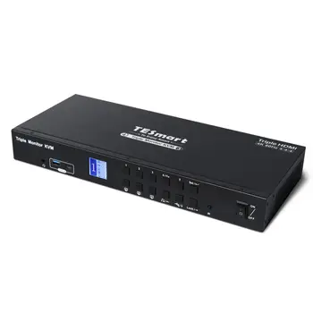 TESmart Профессиональный KVM-переключатель с двумя мониторами 4x3 4 входа 3 выхода USB 3.0 EDID UHD HDCP 4 Ways 4k60 Hz Video KVM Switch для PCS HDTV