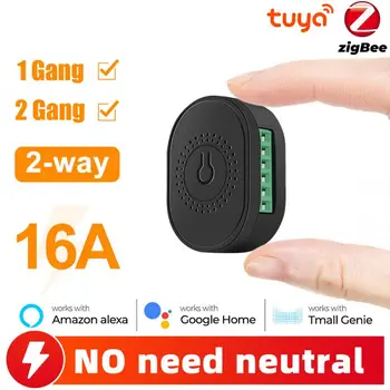 Tuya Smart ZigBee 3.0 16A Мини-выключатель реле DIY с нейтральным проводом или без него Smart For Smart Life Alexa Google Home