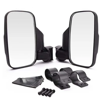 UTV Выпуклое зеркало бокового вида с ударопрочной резиновой накладкой для 1,75-2-дюймового каркаса безопасности Polaris Ranger RZR Can-Am Maverick
