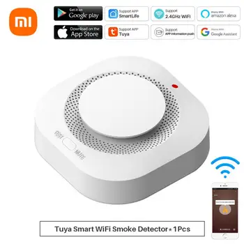 Xiaomi WiFi Дымовая сигнализация Tuya And Smart Life APP Дистанционное управление Детектор дыма Датчик Домашняя безопасность Умная система пожарной звуковой сигнализации