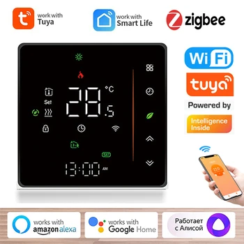 Zigbee Tuya Умный термостат Приложение Дистанционное управление Время Вода / Пол / Электрический Теплый Пол Камин Переключатель Для Alexa Google Home